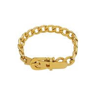 European And American Thick Chain Push Buckle Strap Buckle Titanium Steel 18k Gold Bracelet main image 6