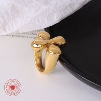 French Fashion Retro Old Cast Titanium Steel Plated Real Gold Color Preserving Open Ring main image 3