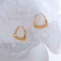 Fashion Niche Design Geometric Titanium Steel 18k Gold Plated Earrings Women main image 4