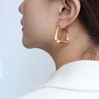 Diseño De Nicho De Moda Geométricos De Acero De Titanio Pendientes Chapados En Oro De 18 Quilates Mujeres main image 1