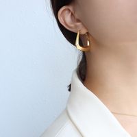 Fashion Niche Design Geometric Titanium Steel 18k Gold Plated Earrings Women main image 5