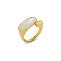 European And American Titanium Steel Plated 18k Gold Jewelry White Sea Shell Oval Ring main image 6