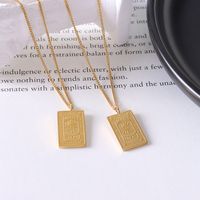 Personality Simple Necklace Titanium Steel Plated 18k Gold Star Sun Square Clavicle Necklace Jewelry main image 3