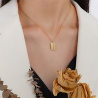 Personality Simple Necklace Titanium Steel Plated 18k Gold Star Sun Square Clavicle Necklace Jewelry main image 5