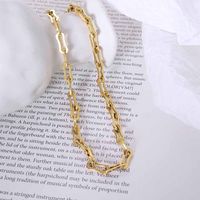 European And American Stacking Titanium Steel Plated 18k Gold Thick Chain Bracelet Necklace main image 3