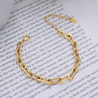 European And American Stacking Titanium Steel Plated 18k Gold Thick Chain Bracelet Necklace main image 4