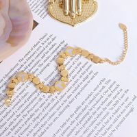 Fashion Titanium Steel Plated 18k Gold T-shaped Small Flower Round White Sea Shell Bracelet main image 4