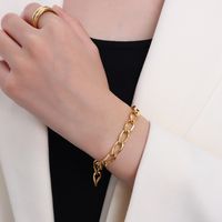 Bracelet De Chaîne De Bijoux En Or 18 Carats Plaqué En Acier Au Titane Simple Européen Et Américain main image 5