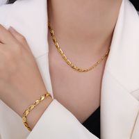 European And American Titanium Steel Plated 18k Gold Chain Necklace Bracelet main image 1