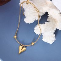 Retro Style Niche Titanium Steel 18k Gold Niche Design Peach Heart Pull Buckle Bracelet main image 4