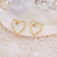 Simple Personality Titanium Steel 18k Gold Heart Earrings Wholesale main image 4