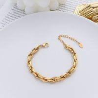European And American Simple Personality Titanium Steel Plated 18k Chain Bracelet main image 1