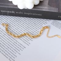 European And American Simple Personality Titanium Steel Plated 18k Chain Bracelet main image 3