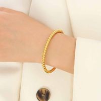 Simple Bracelet Titanium Steel Plated 18k Gold Lucky Bead Bracelet Female Wholesale main image 5