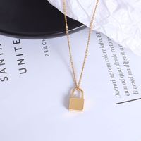 Fashion Lock Pendant Necklace Jewelry Titanium Steel 18k Gold Plated main image 2