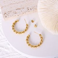 Fashion Twist C-shaped Titanium Steel 18k Gold Plated Earrings main image 4