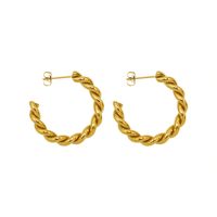Fashion Twist C-shaped Titanium Steel 18k Gold Plated Earrings main image 6