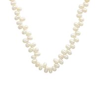 Collier De Perles D&#39;eau Douce Irrégulières En Plaqué Or 18 Carats En Acier Titane Rétro Chaîne De Clavicule main image 6