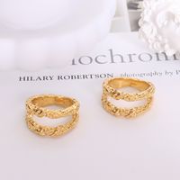 European And American Exaggerated Fashion Double-layer Beaten Tin Foil Tail Ring Titanium Steel Ring main image 3