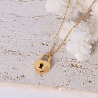 Fashion Key Heart Lock Pendant Necklace Titanium Steel 18k Gold Plated Clavicle Chain main image 4