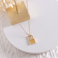 Small Lock Necklace Titanium Steel 18k Real Gold-plated Lock Jewelry main image 4