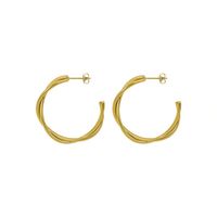 Simple Temperament Twisted Cross C-shaped Titanium Steel Plated 18k Gold Earrings main image 6
