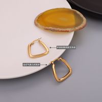 European And American U-shaped Geometric Titanium Steel 18k Gold Earrings main image 4