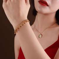 Einfache Kette Kleine Stahlkugel Titanstahl Material 18k Vergoldetes Armband main image 1