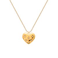 Full Of Diamond Sweater Chain Long Heart-shaped Titanium Steel Necklace main image 6