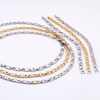 Wholesale Hollow Three-color Heart Stainless Steel Bracelet Necklace Set main image 5