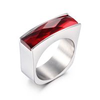 European And American New Popular Titanium Steel Rectangular Glass Ring main image 1