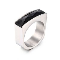 European And American New Popular Titanium Steel Rectangular Glass Ring main image 6