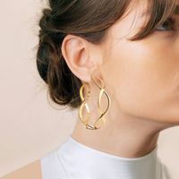 Nuevo Diseño Retro Grandes Pendientes Líneas Creativas Nicho Hueco Joyería De Moda Para El Oído main image 2