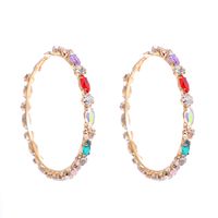 New Retro Alloy Circle South Korea Geometric Earrings Fashion Temperament Color Diamond Earrings main image 3