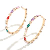 New Retro Alloy Circle South Korea Geometric Earrings Fashion Temperament Color Diamond Earrings main image 4