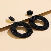 Fashion Jewelry Hand-woven Resin Rice Beads Bohemian Retro Circle Earrings main image 3