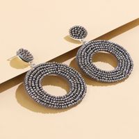 Fashion Jewelry Hand-woven Resin Rice Beads Bohemian Retro Circle Earrings main image 4