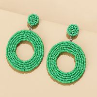 Fashion Jewelry Hand-woven Resin Rice Beads Bohemian Retro Circle Earrings main image 5