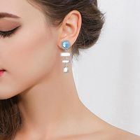 New Retro Exaggerated Blue Crystal Diamond Long Earrings Fashion Design Cold Style Earrings main image 1