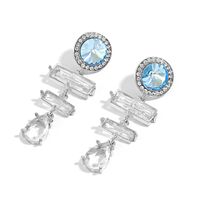 New Retro Exaggerated Blue Crystal Diamond Long Earrings Fashion Design Cold Style Earrings main image 3