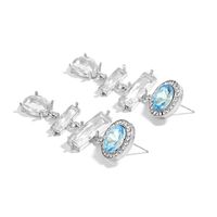 New Retro Exaggerated Blue Crystal Diamond Long Earrings Fashion Design Cold Style Earrings main image 5