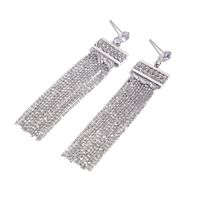 New Korean Version Of Round Bead Chain Tassel Earrings Long Rhinestone Simple Earrings main image 5