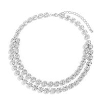 New Personality Stitching Round Beads Rhinestone Double Necklace Long Tassel Necklace main image 6