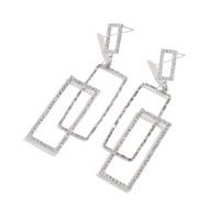 Corée Du Sud Clignotant Boucles D'oreilles Rectangulaires En Strass Boucles D'oreilles Tendance Mode Tempérament main image 5