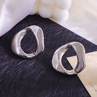 New Korean Simple Glossy Round Wild Earrings Irregular Personality Hip-hop Trendy Earrings main image 2