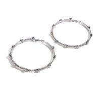 Korean Version New Simple Circle Metal Rhinestone Earrings Trendy Niche Earrings Wholesale main image 3
