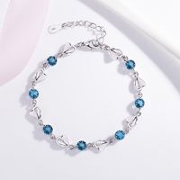 Korean Copper-plated Blue Crystal Heart-shaped Bracelet Wholesale main image 1