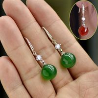 Fashion Natural Green Agate Earrings Copper Inlaid Zircon Earrings Wholesale main image 2