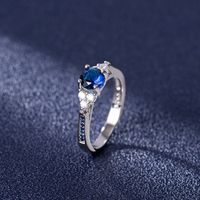 Diamant-aquamarin-ring Europäischer Und Amerikanischer 4-krappen-zirkon-blau-kristallring main image 3