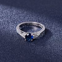 Diamant-aquamarin-ring Europäischer Und Amerikanischer 4-krappen-zirkon-blau-kristallring main image 4